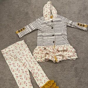 SweetHoney Floral and Striped Hoodie Set